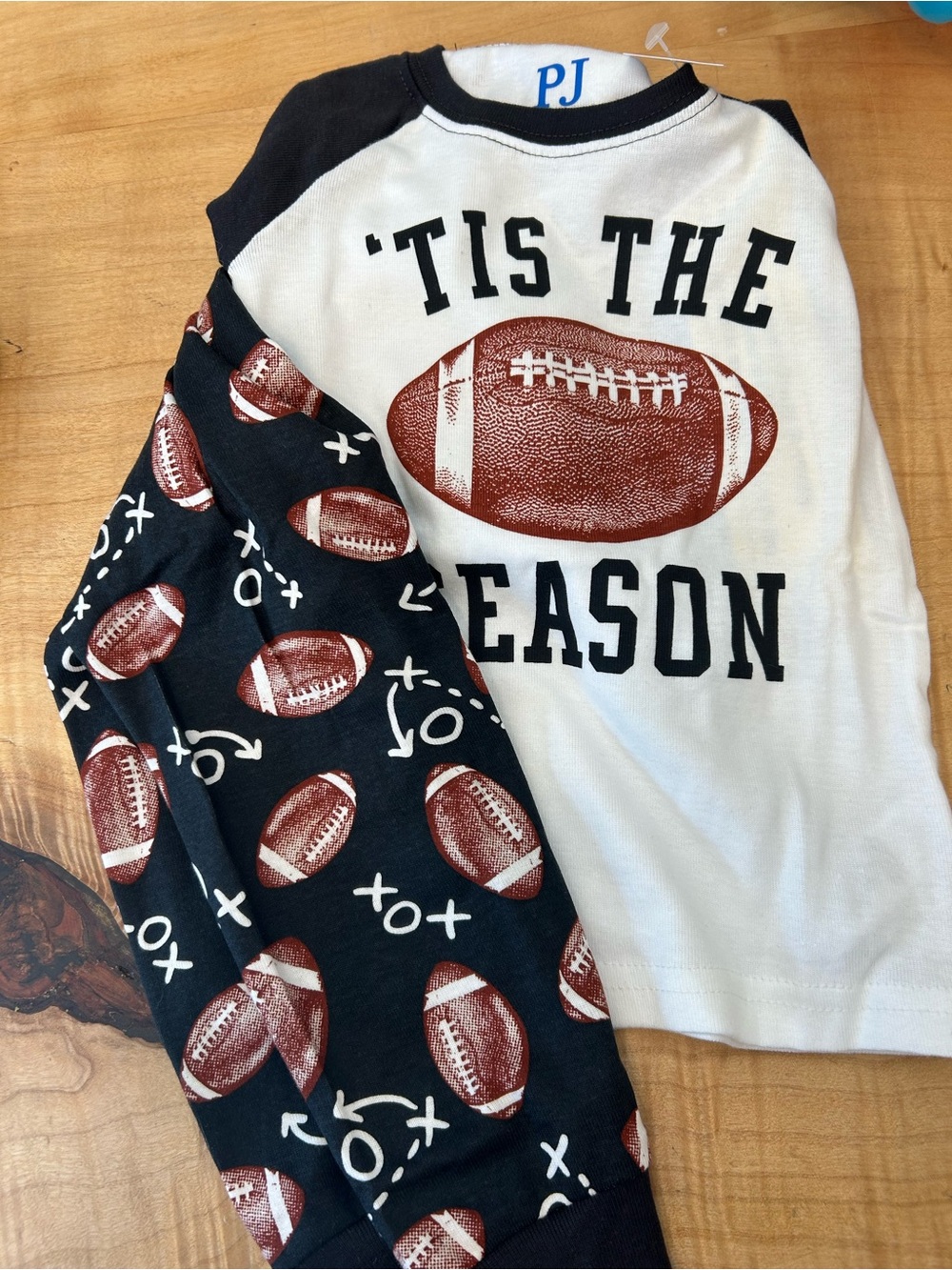 The Children's Place 'Tis The Season Football Long Sleeve Top - White & Black